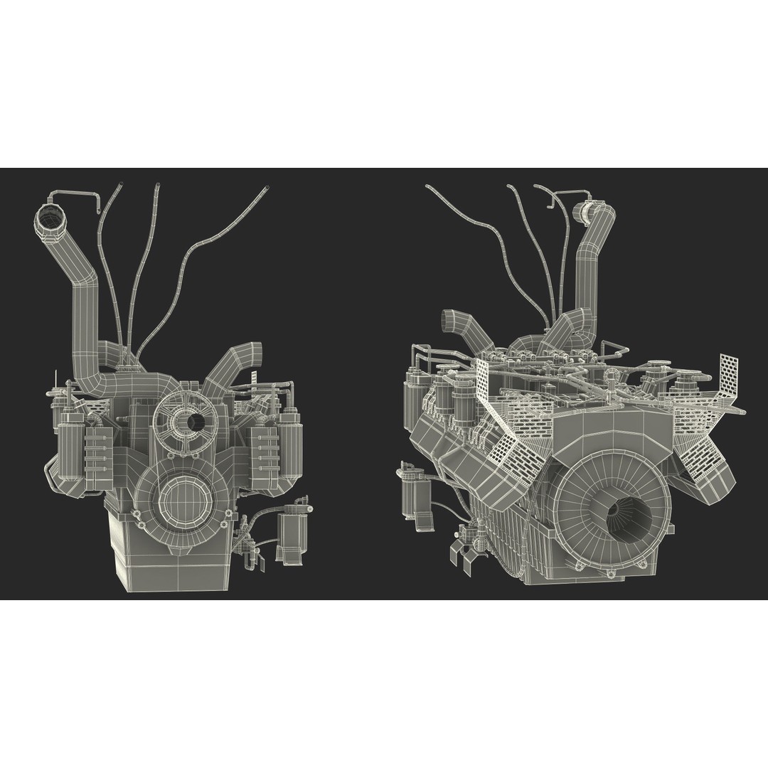 Industrial Diesel Generator Engine 3D Model – High Poly PBR Asset, FBX - View 27