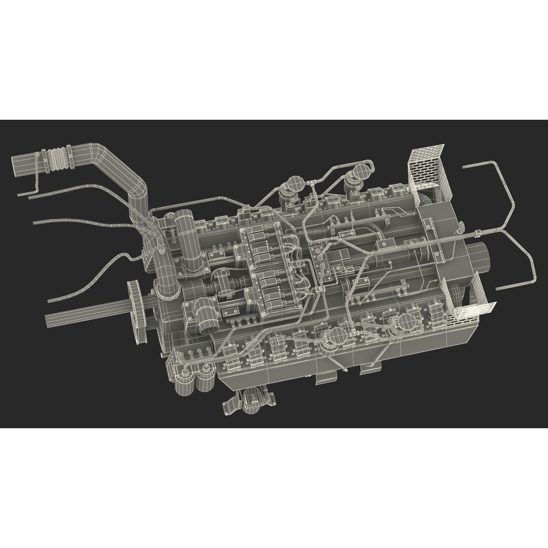 Industrial Diesel Generator Engine 3D Model – High Poly PBR Asset, FBX - View 28