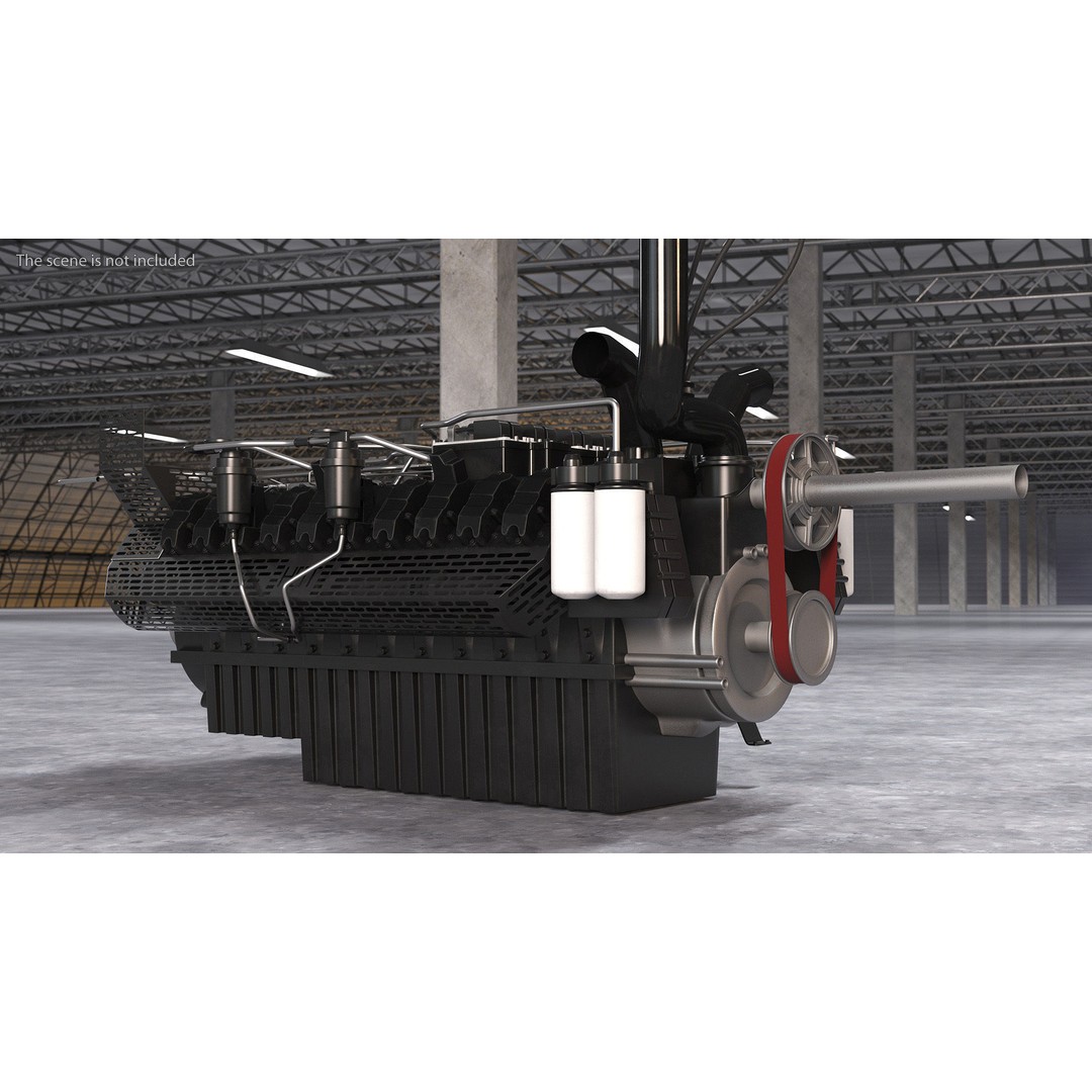 Industrial Diesel Generator Engine 3D Model – High Poly PBR Asset, FBX - View 4