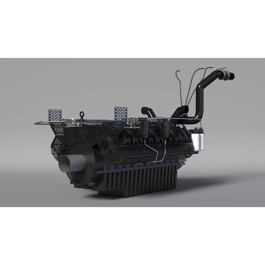 Industrial Diesel Generator Engine 3D Model – High Poly PBR Asset, FBX - View 7