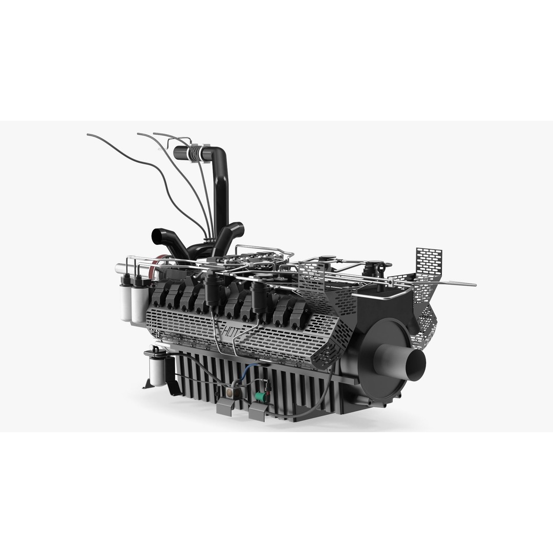Industrial Diesel Generator Engine 3D Model – High Poly PBR Asset, FBX - View 8