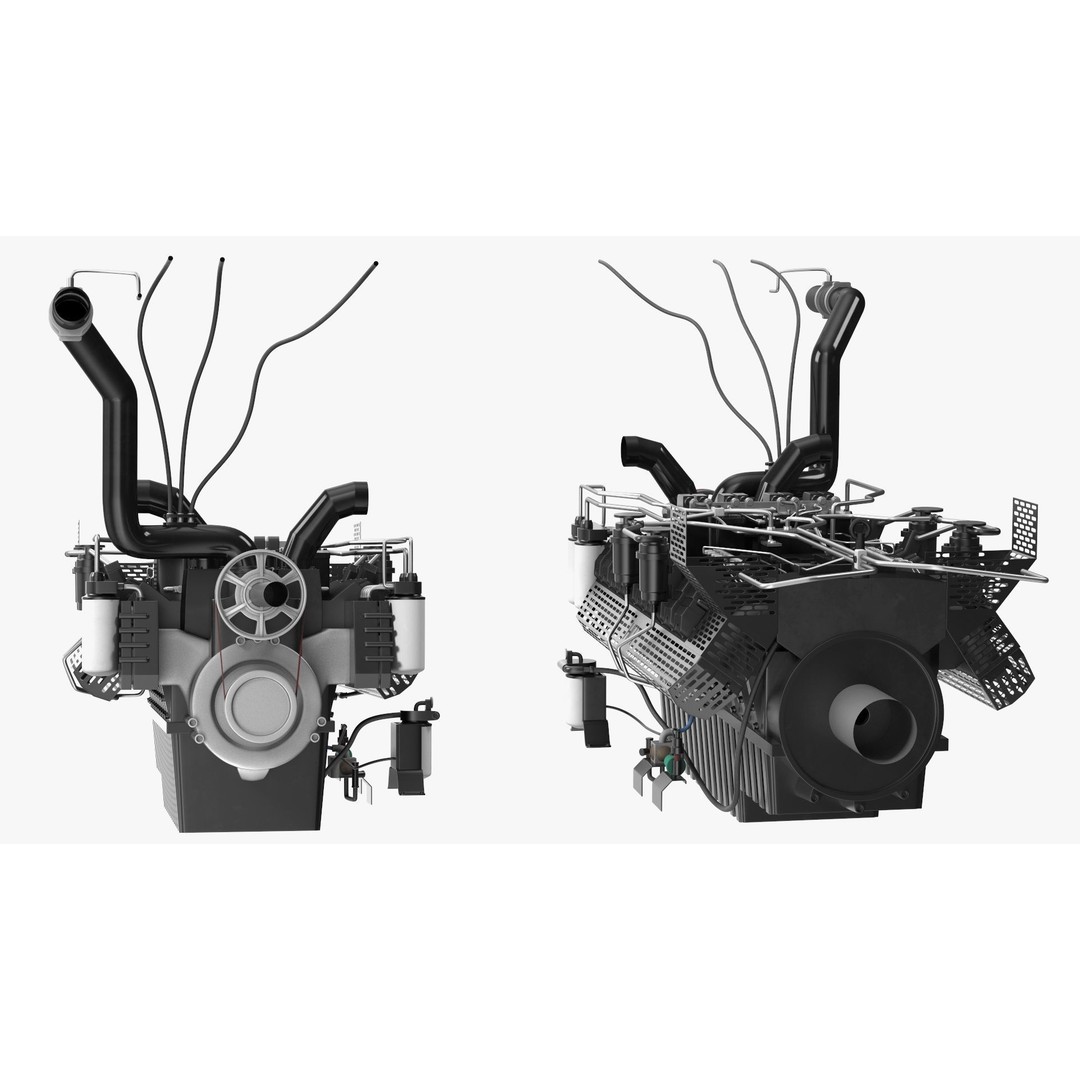 Industrial Diesel Generator Engine 3D Model – High Poly PBR Asset, FBX - View 9