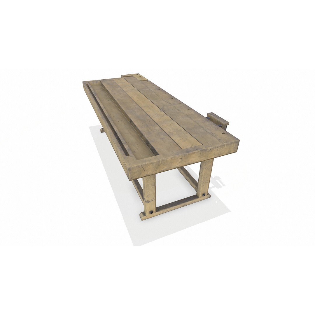 Old Wooden Workbench 3D Model – Low Poly PBR Game Asset, FBX - View 12
