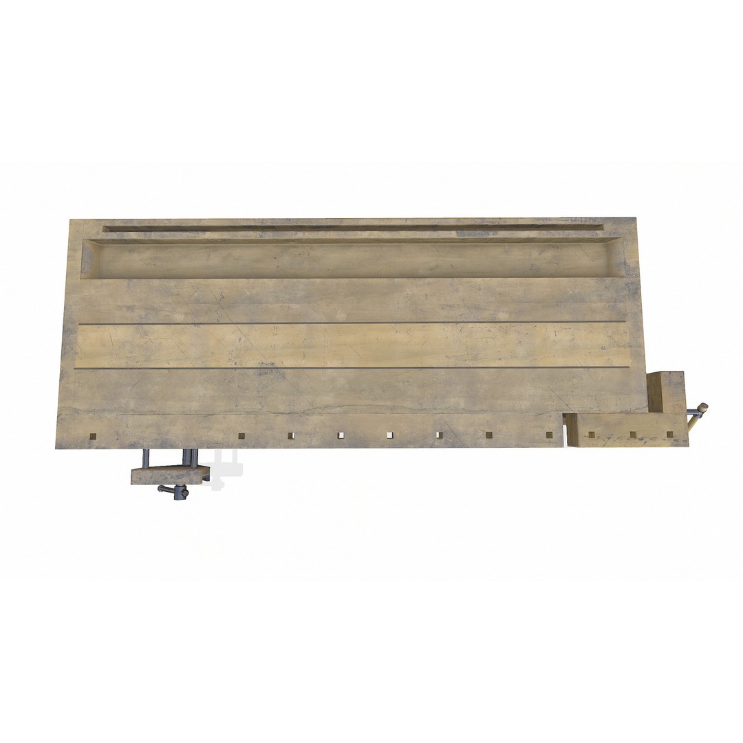 Old Wooden Workbench 3D Model – Low Poly PBR Game Asset, FBX - View 16