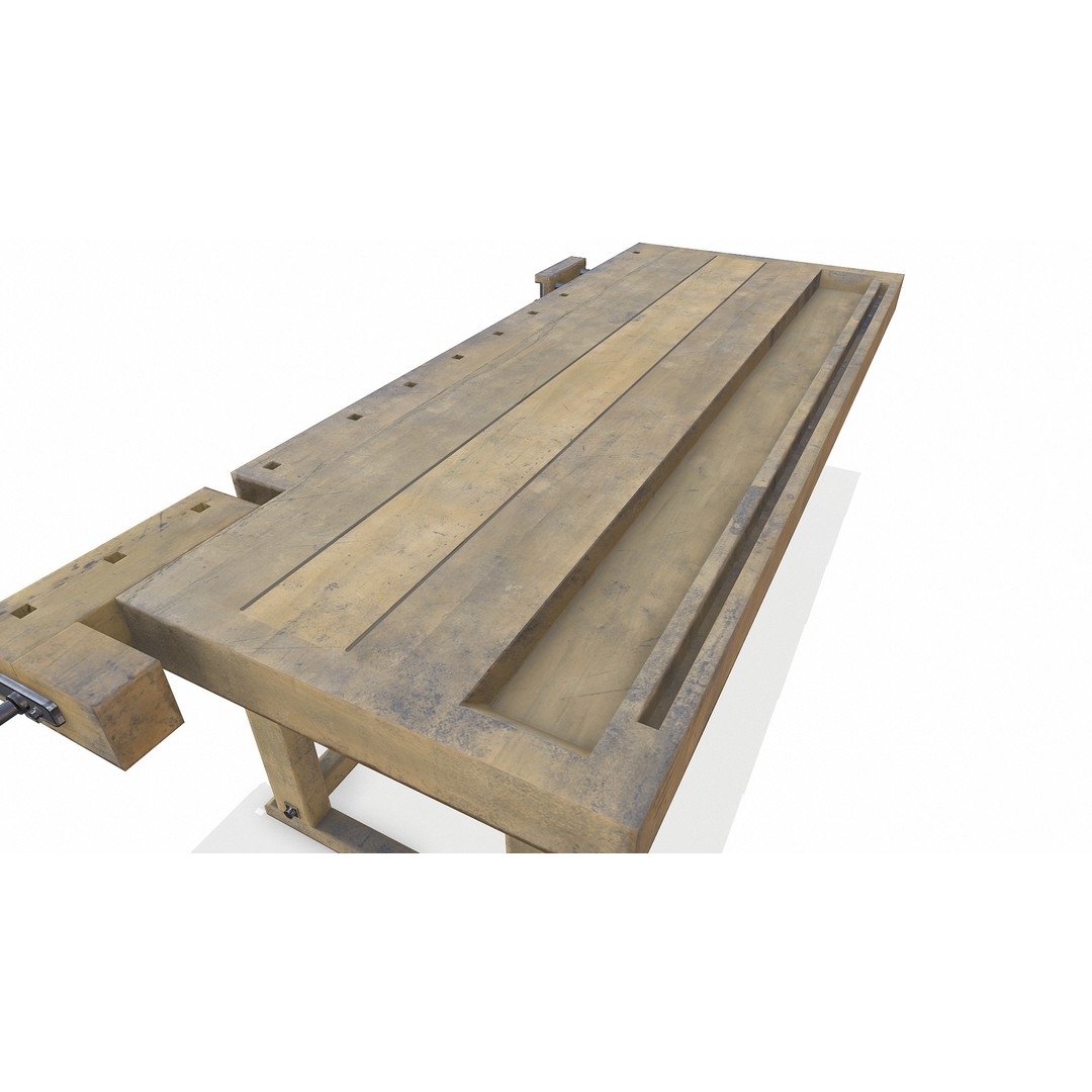 Old Wooden Workbench 3D Model – Low Poly PBR Game Asset, FBX - View 17