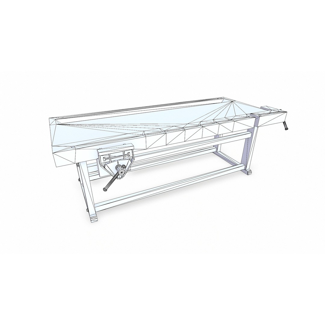 Old Wooden Workbench 3D Model – Low Poly PBR Game Asset, FBX - View 21
