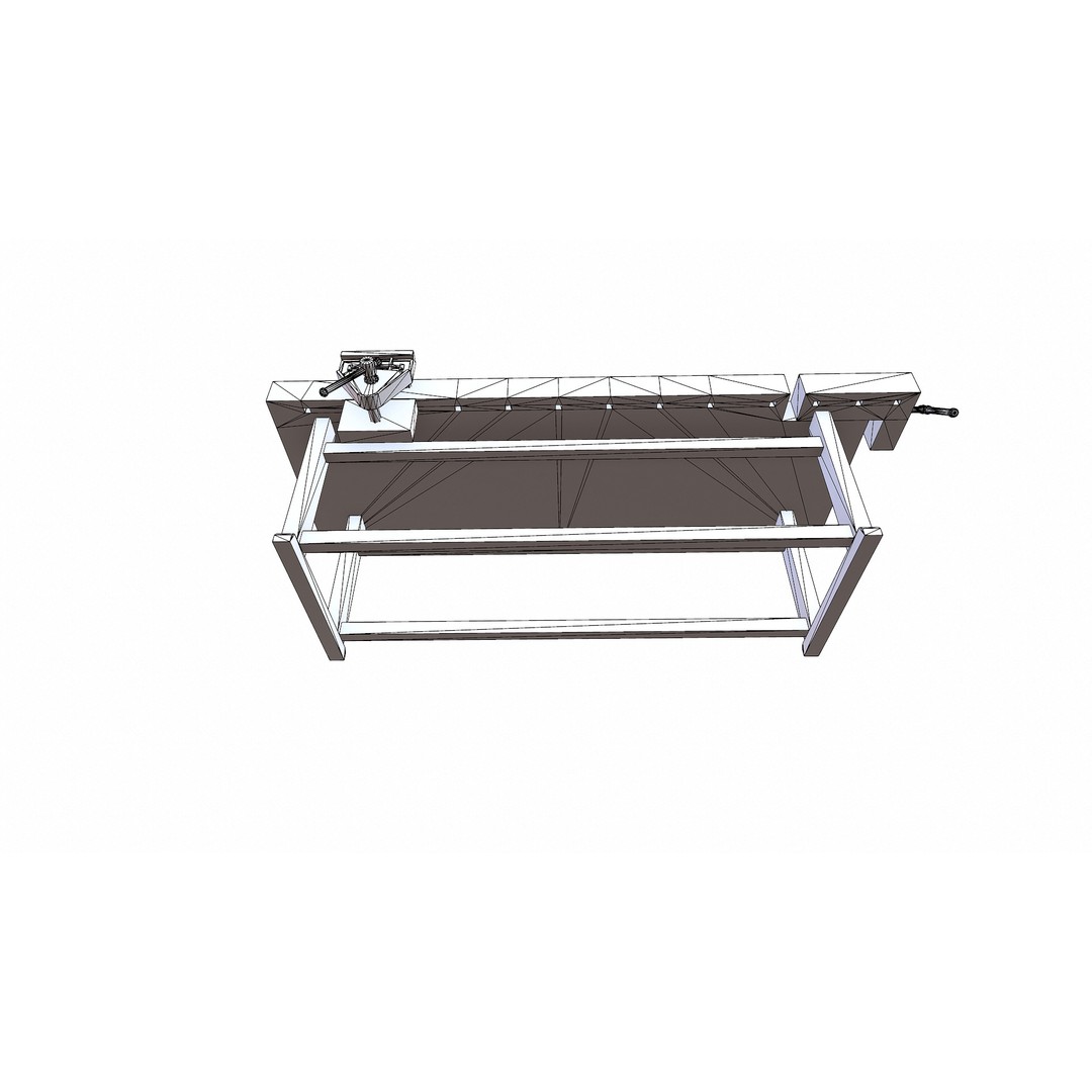 Old Wooden Workbench 3D Model – Low Poly PBR Game Asset, FBX - View 23