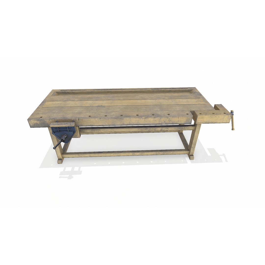 Old Wooden Workbench 3D Model – Low Poly PBR Game Asset, FBX - View 5