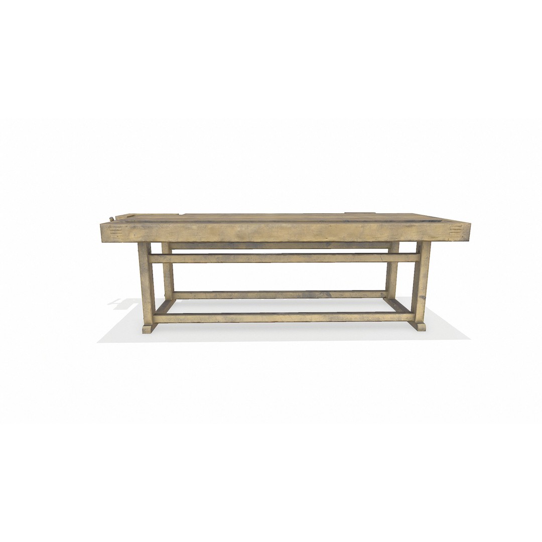Old Wooden Workbench 3D Model – Low Poly PBR Game Asset, FBX - View 9