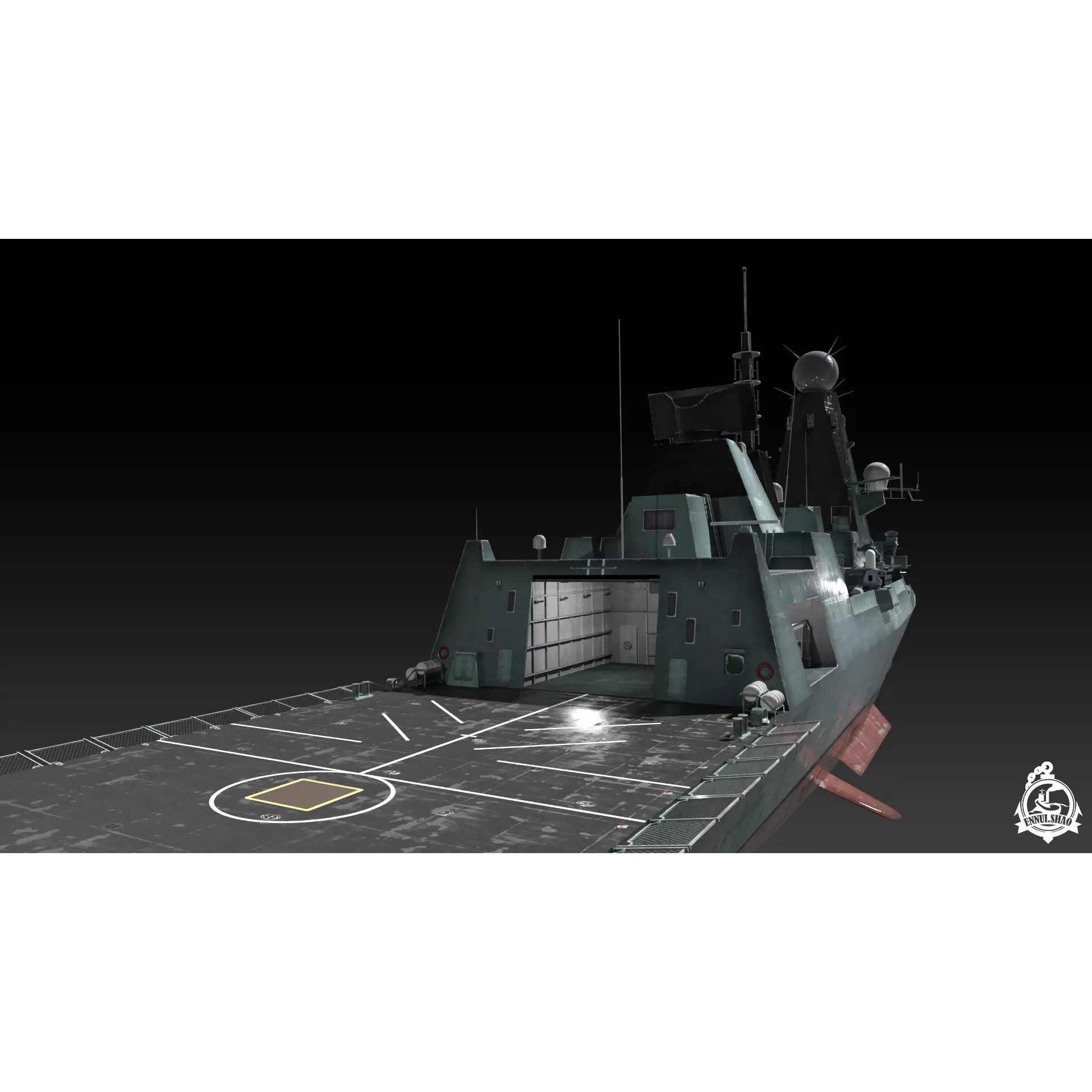 Type 45 Destroyer HMS Daring - Low-Poly Game-Ready 3D Model - View 10