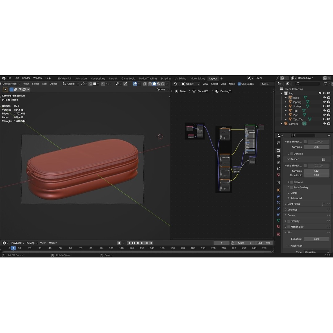 Cosmetic Bag 3D Model – High Poly Tool Asset, Blender Format