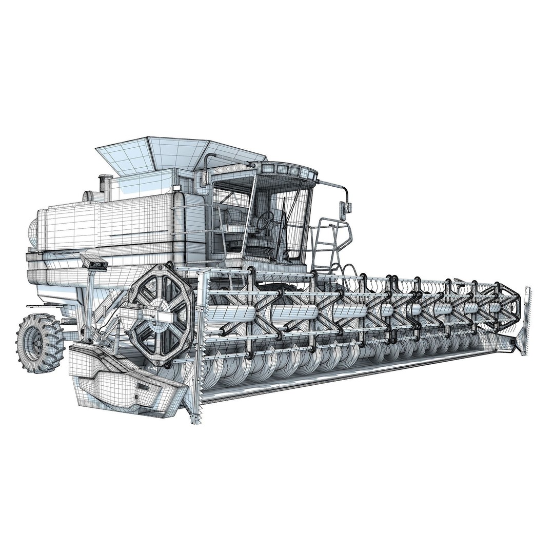 Combine Harvester 3D Model – High Poly Industrial Machine, PBR Textures - View 21