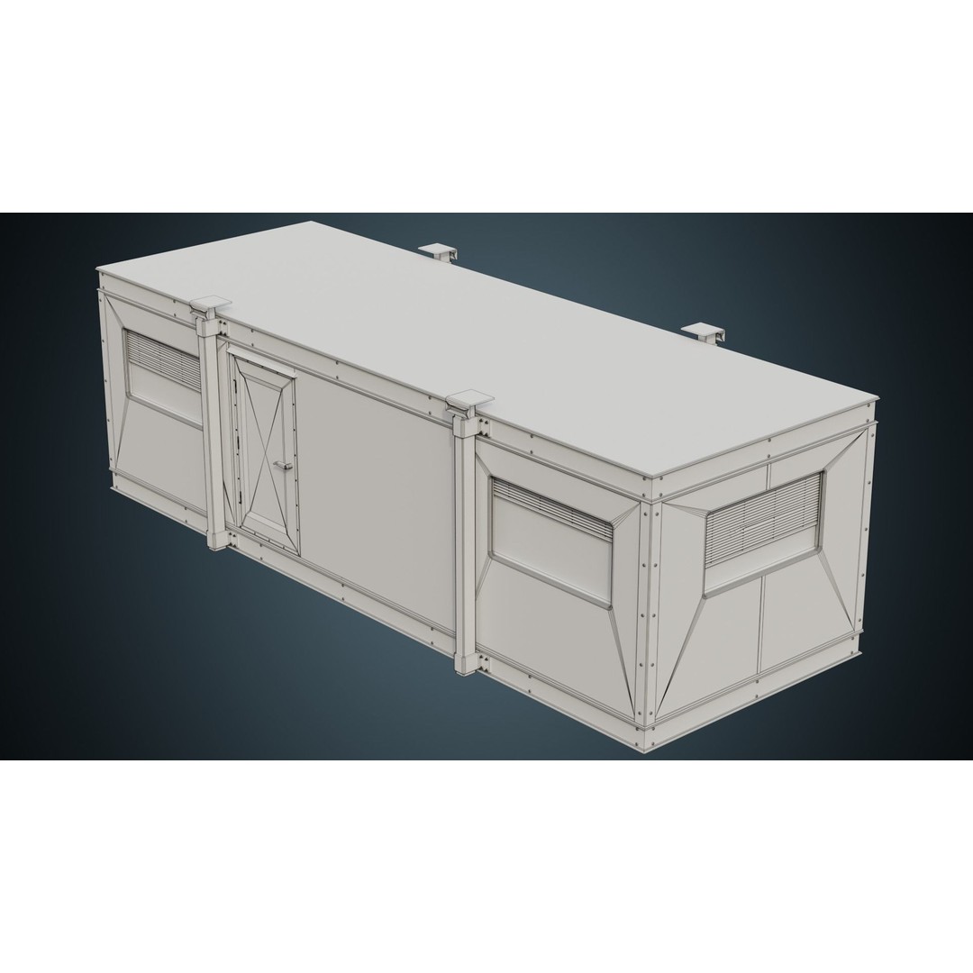 Portable Building 3D Model – Low Poly Industrial Asset, FBX, Blender - View 10