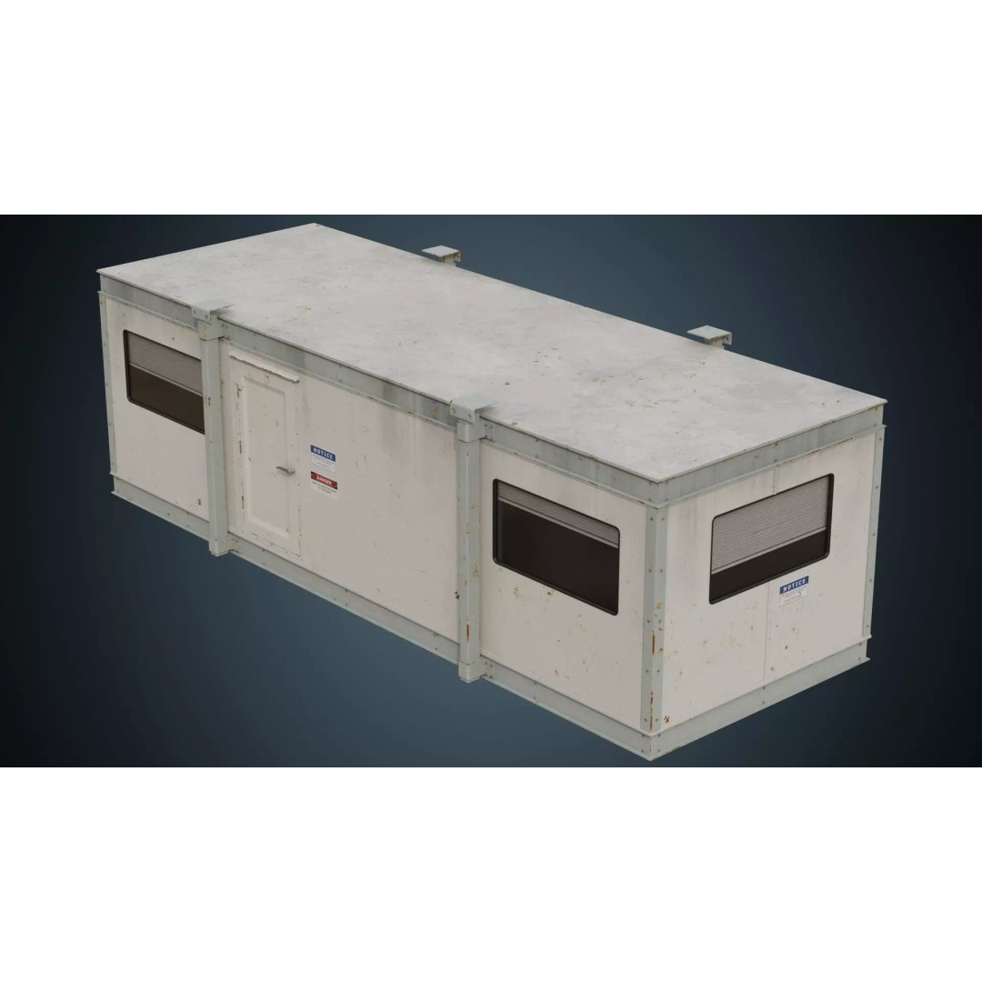 Portable Building 3D Model – Low Poly Industrial Asset, FBX, Blender - View 2