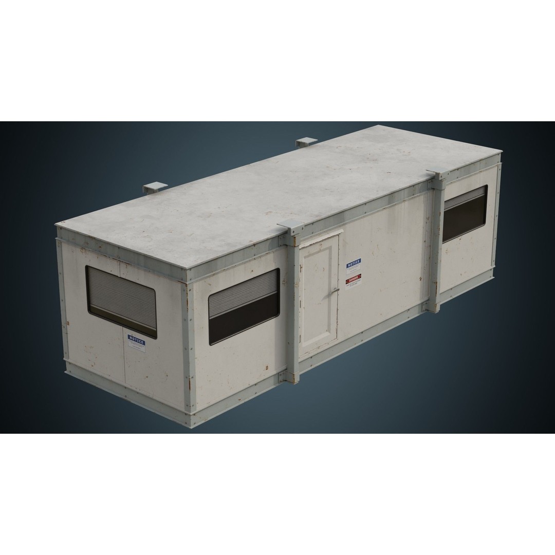 Portable Building 3D Model – Low Poly Industrial Asset, FBX, Blender - View 3