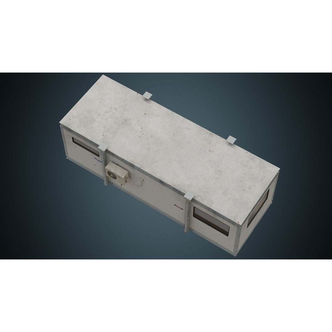 Portable Building 3D Model – Low Poly Industrial Asset, FBX, Blender - View 4