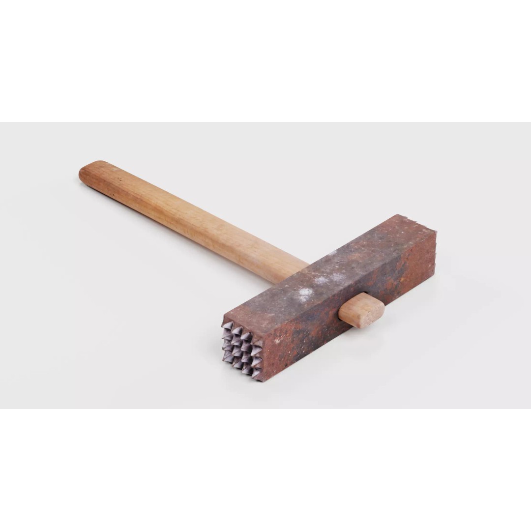 Worn Hammer 3D Model – Realistic Hand Tool with PBR Textures - View 6