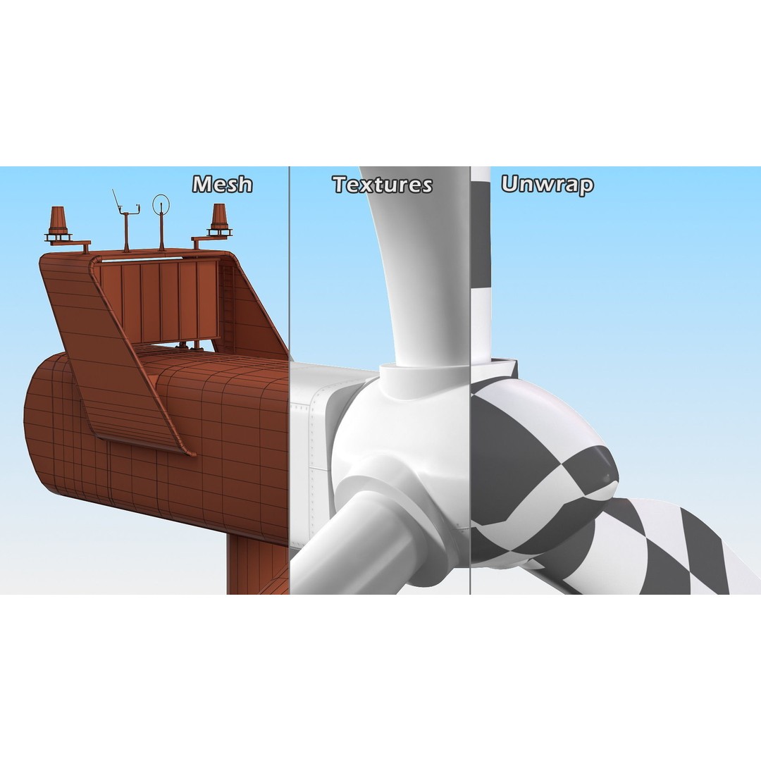 Vestas Horizontal Axis Wind Turbine 3D Model – High Poly PBR Asset, FBX, OBJ - View 16