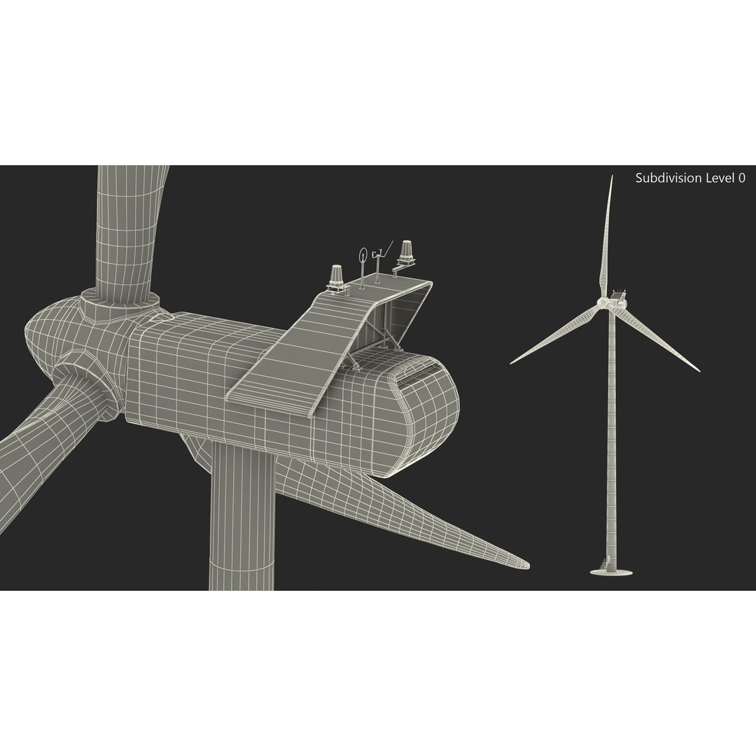 Vestas Horizontal Axis Wind Turbine 3D Model – High Poly PBR Asset, FBX, OBJ - View 17