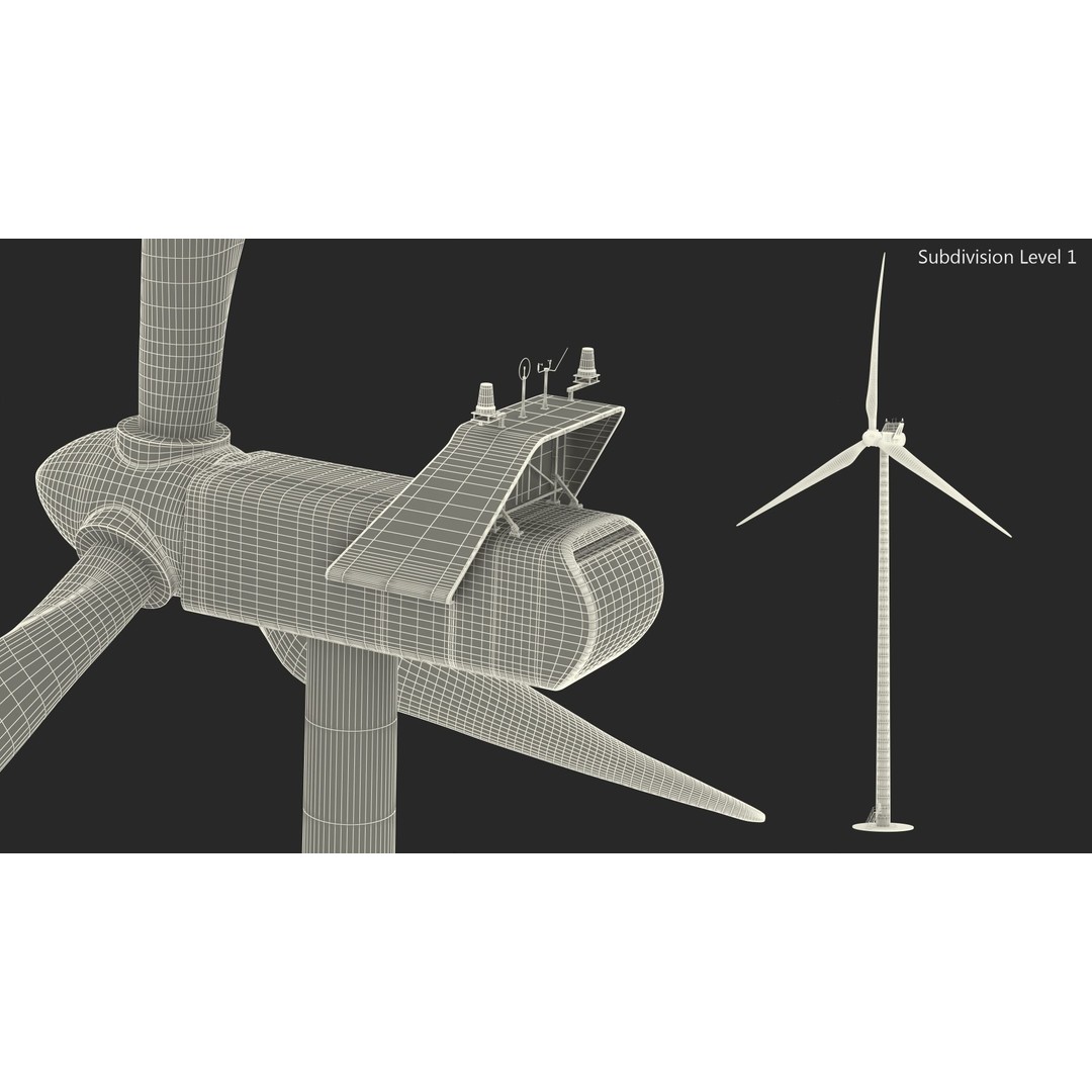 Vestas Horizontal Axis Wind Turbine 3D Model – High Poly PBR Asset, FBX, OBJ - View 18
