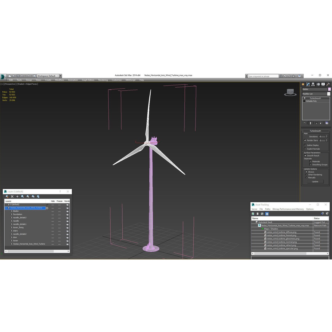 Vestas Horizontal Axis Wind Turbine 3D Model – High Poly PBR Asset, FBX, OBJ - View 21