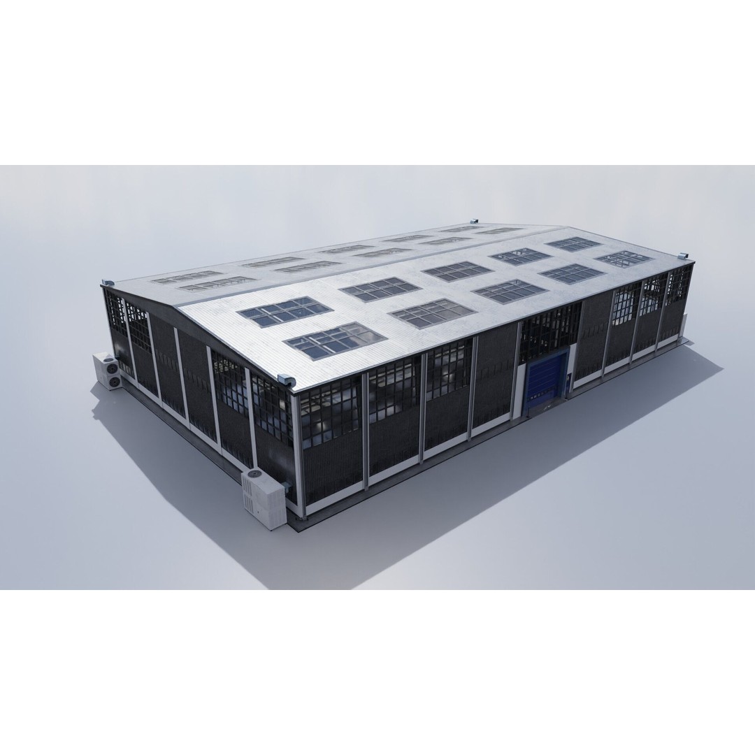 Warehouse 3D Model – Industrial Building with PBR Textures, FBX, OBJ