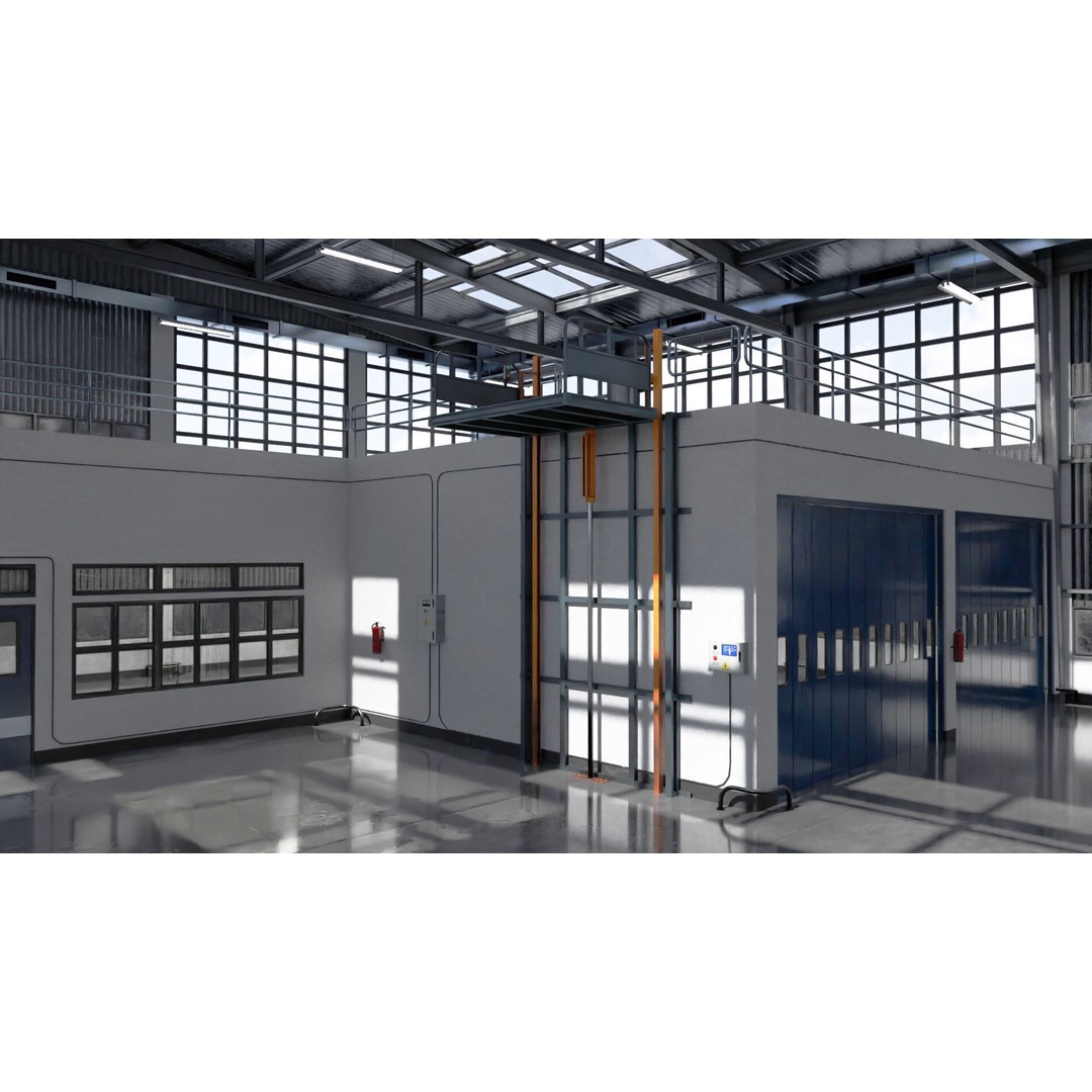 Warehouse 3D Model – Industrial Building with PBR Textures, FBX, OBJ - View 13