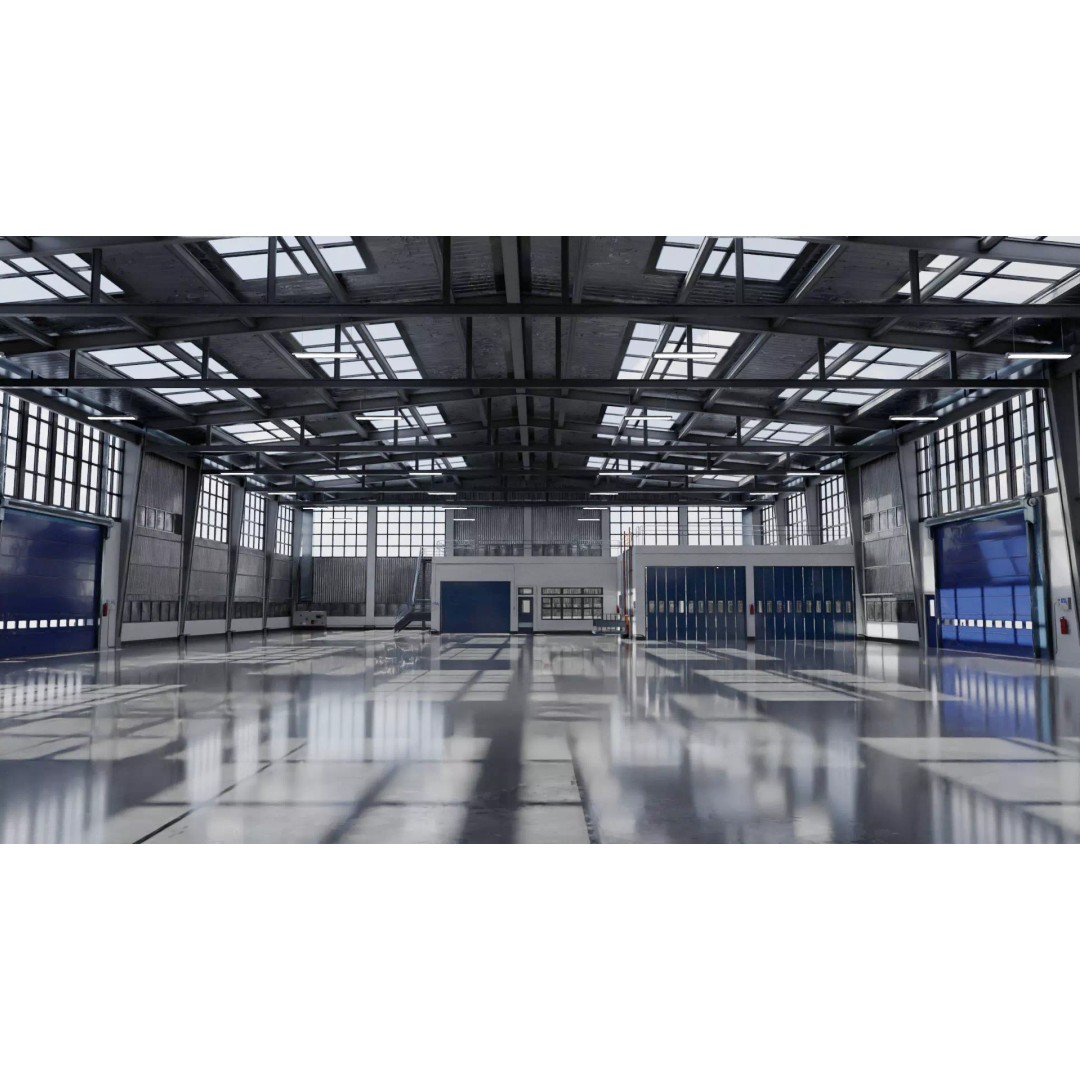 Warehouse 3D Model – Industrial Building with PBR Textures, FBX, OBJ - View 2