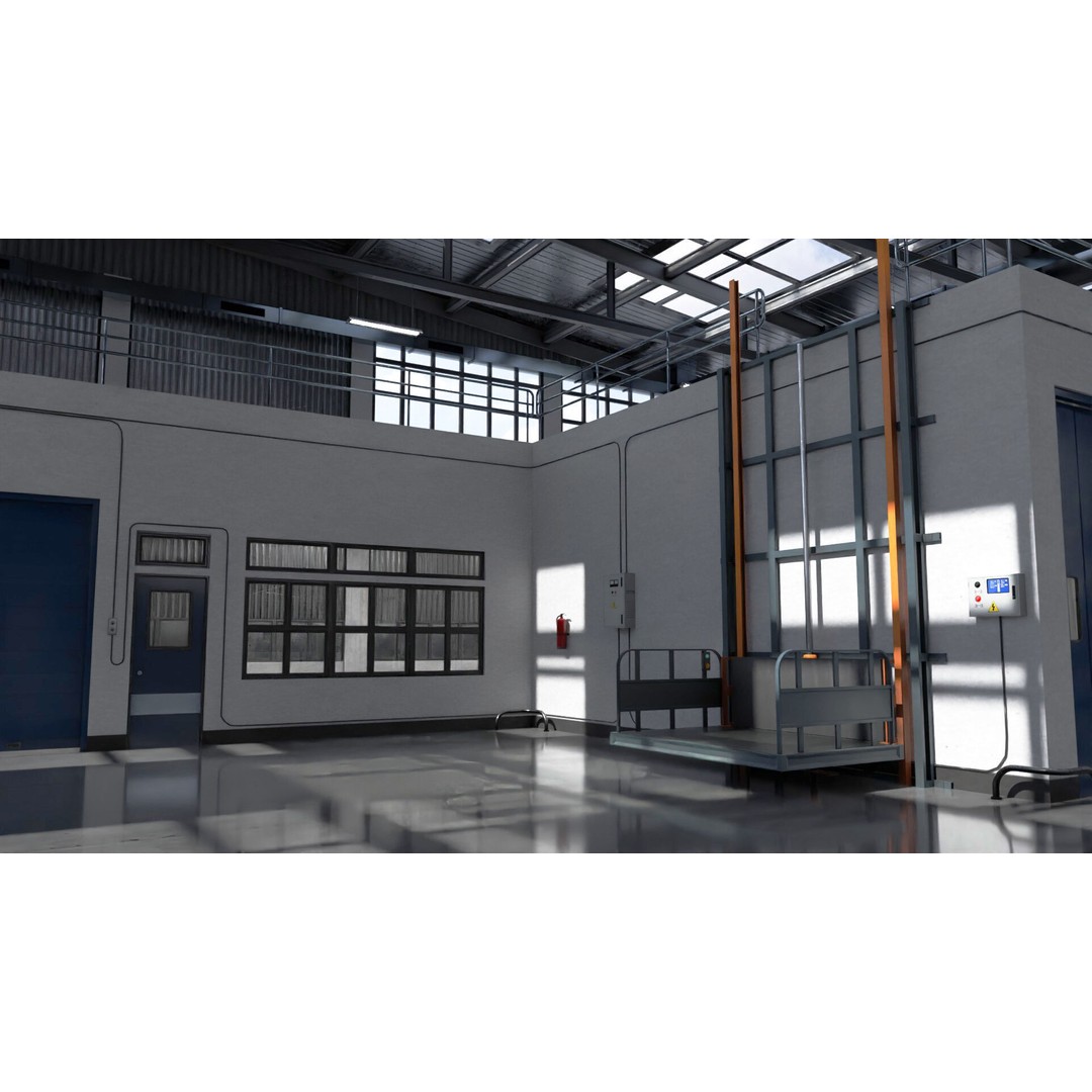 Warehouse 3D Model – Industrial Building with PBR Textures, FBX, OBJ - View 21