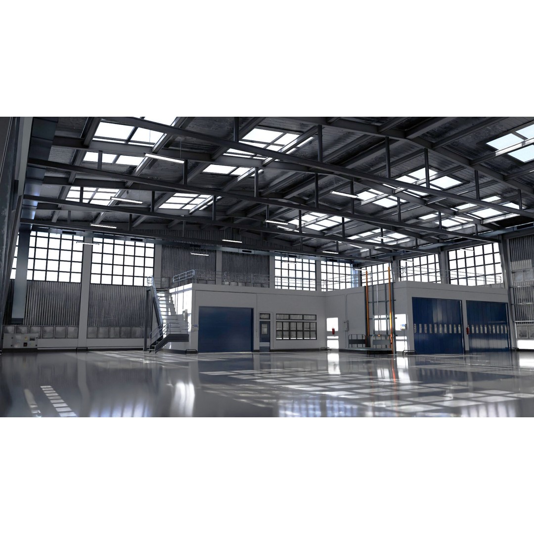 Warehouse 3D Model – Industrial Building with PBR Textures, FBX, OBJ - View 22