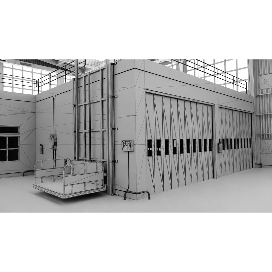 Warehouse 3D Model – Industrial Building with PBR Textures, FBX, OBJ - View 23