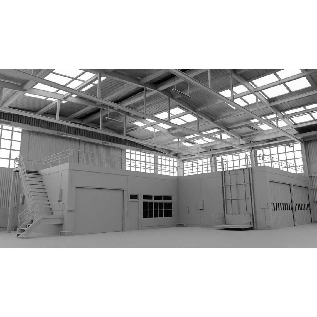Warehouse 3D Model – Industrial Building with PBR Textures, FBX, OBJ - View 28