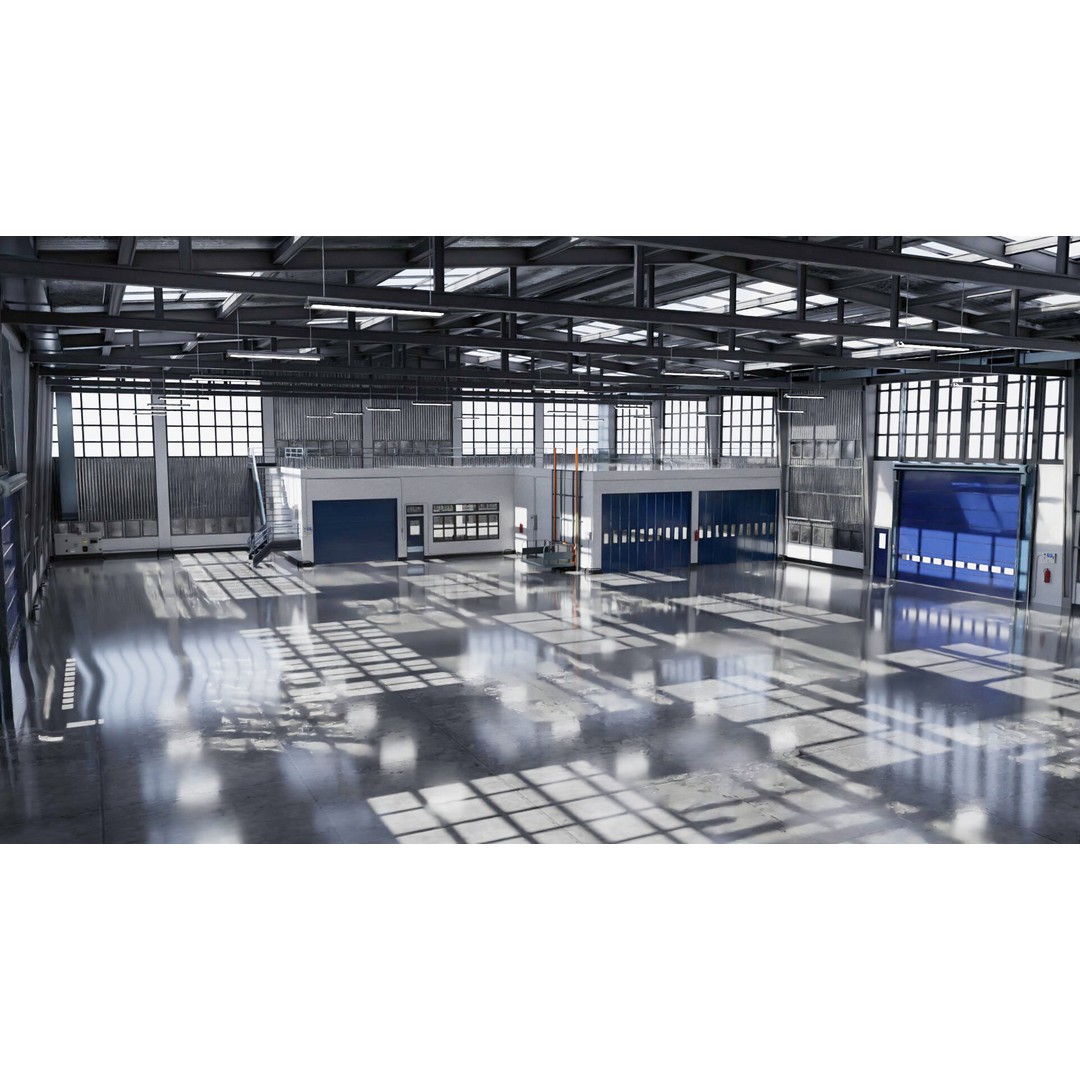 Warehouse 3D Model – Industrial Building with PBR Textures, FBX, OBJ - View 6
