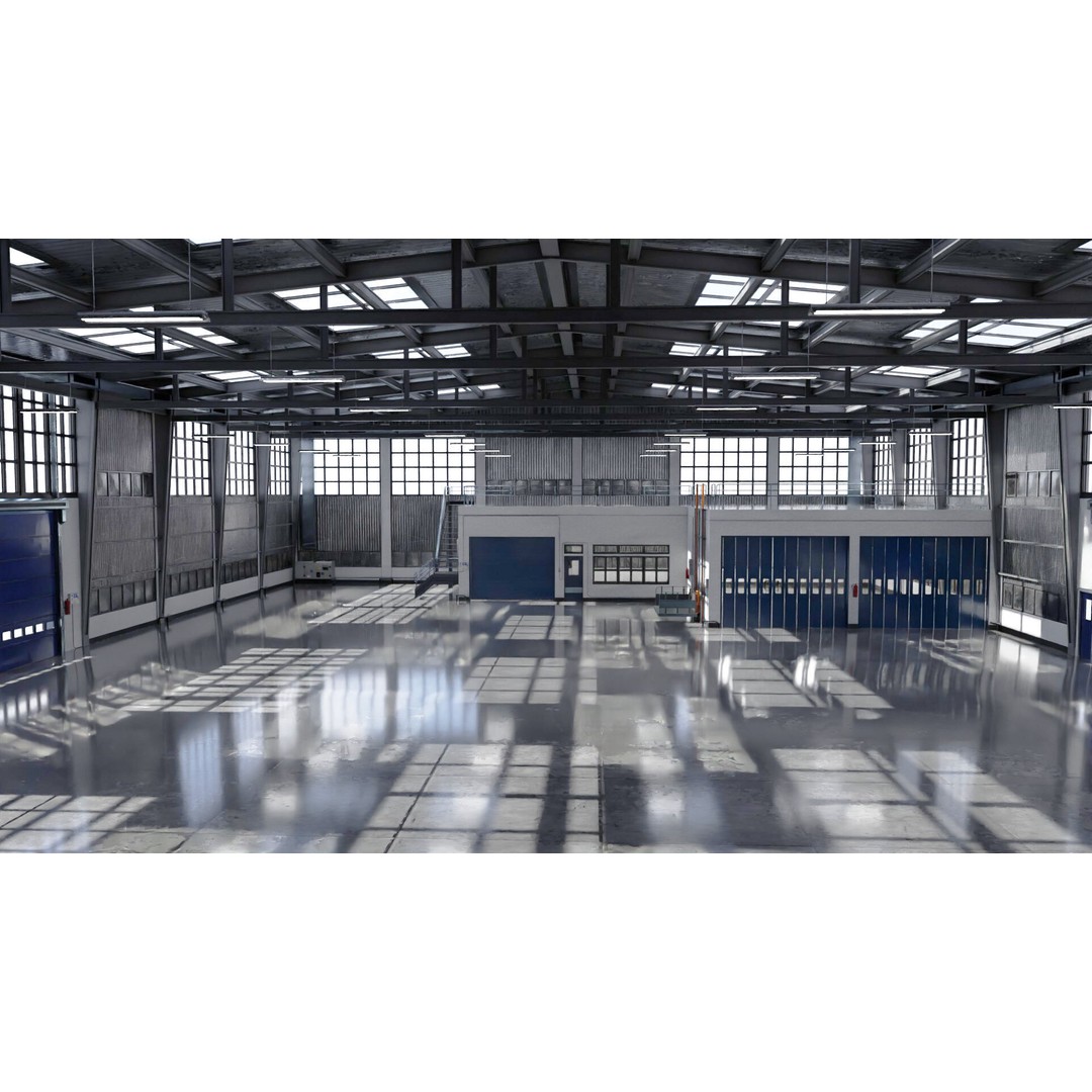 Warehouse 3D Model – Industrial Building with PBR Textures, FBX, OBJ - View 7