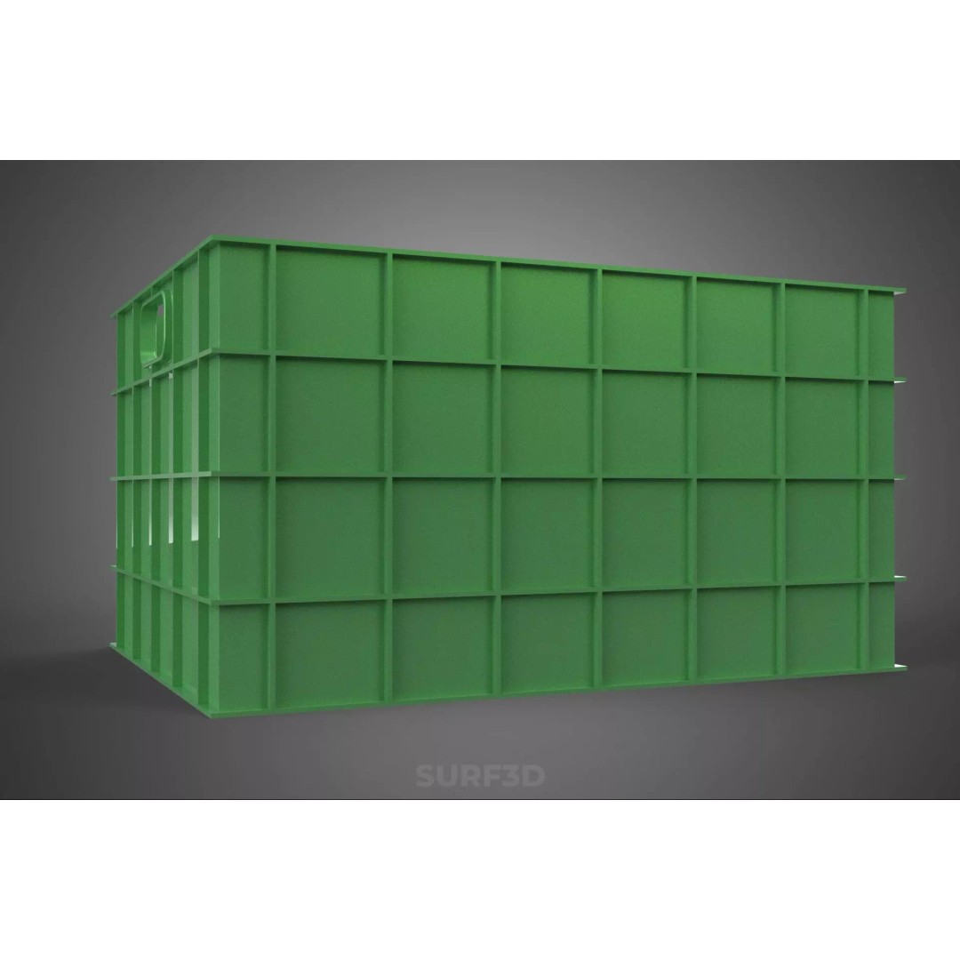 Standard Square Green Modular Utility Storage Plastic Crate Box 3D Model – PBR Game-Ready Asset, FBX, OBJ - View 17