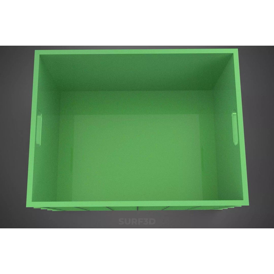 Standard Square Green Modular Utility Storage Plastic Crate Box 3D Model – PBR Game-Ready Asset, FBX, OBJ - View 21