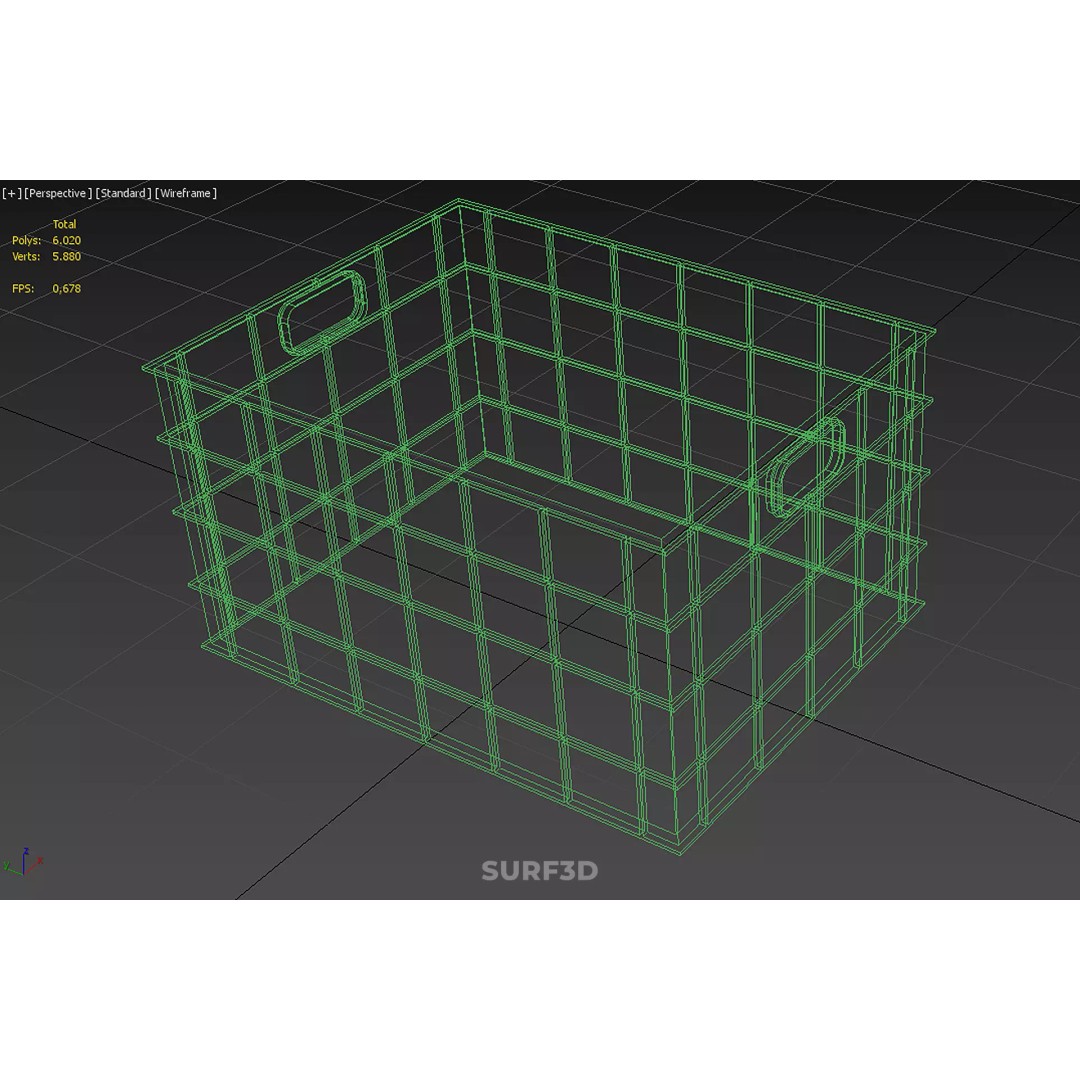 Standard Square Green Modular Utility Storage Plastic Crate Box 3D Model – PBR Game-Ready Asset, FBX, OBJ - View 25