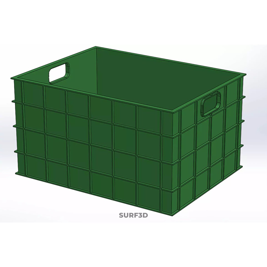Standard Square Green Modular Utility Storage Plastic Crate Box 3D Model – PBR Game-Ready Asset, FBX, OBJ - View 27