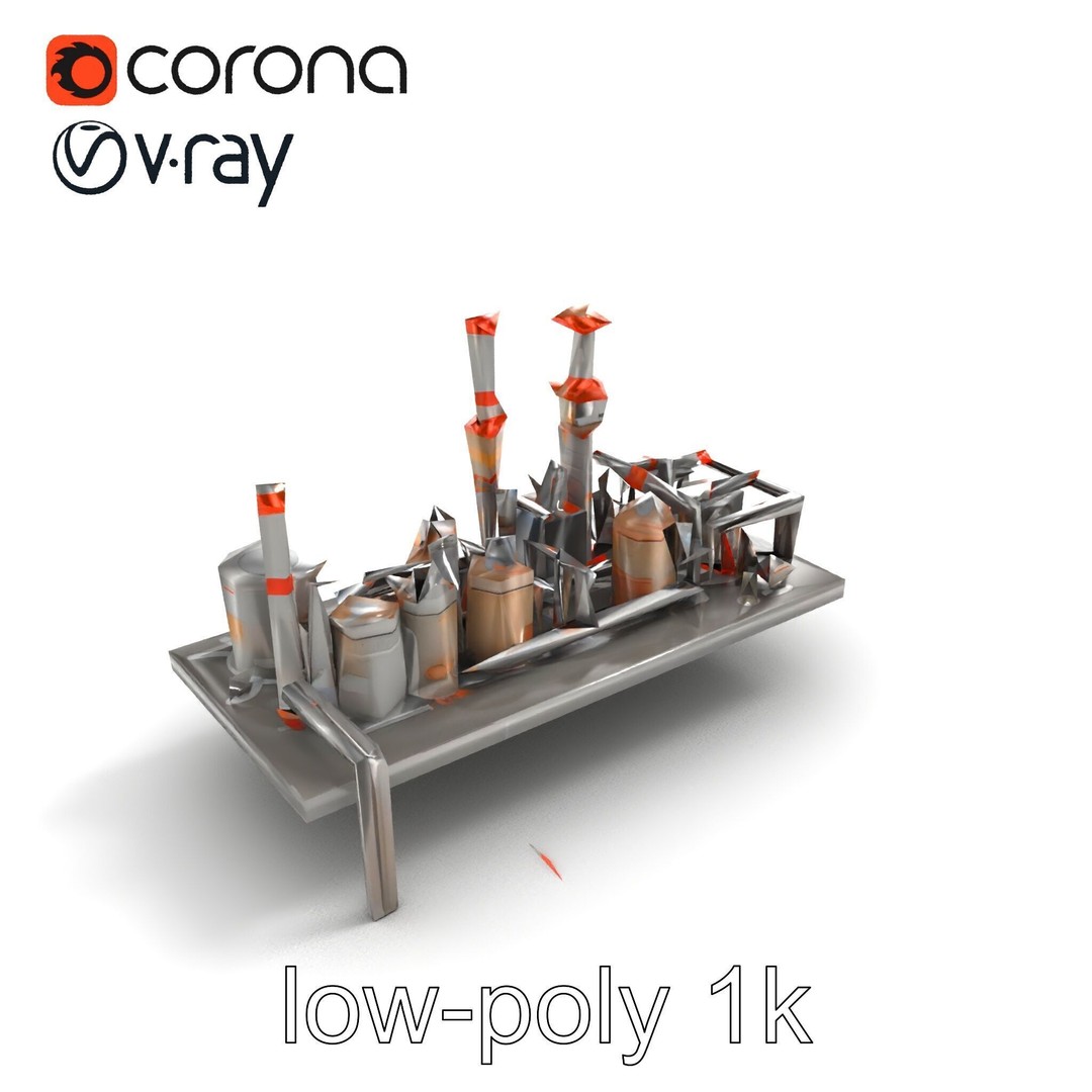 Industrial Oil Refinery 3D Model – Low Poly Modular Kitbash, FBX - View 10