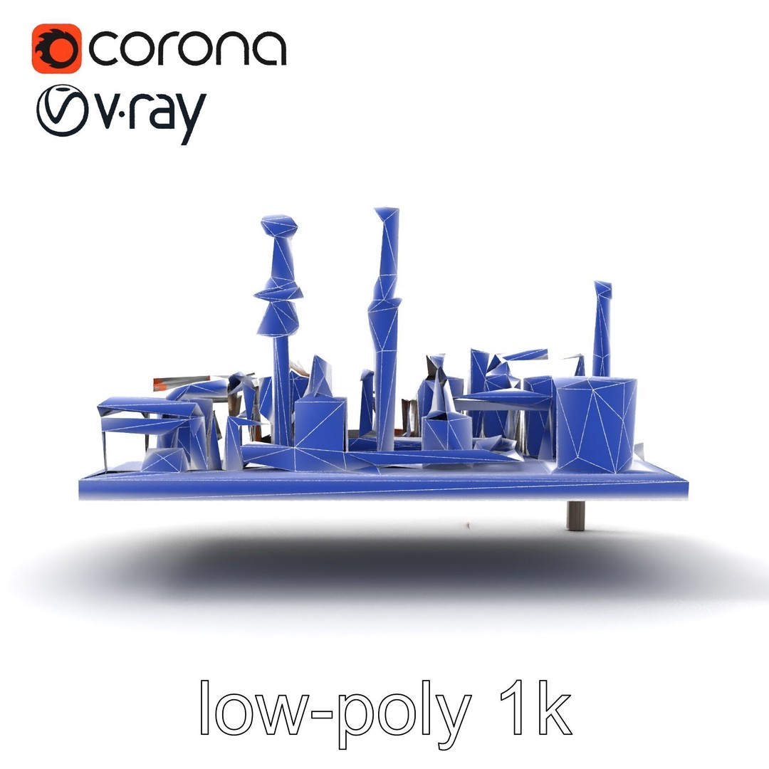Industrial Oil Refinery 3D Model – Low Poly Modular Kitbash, FBX - View 13
