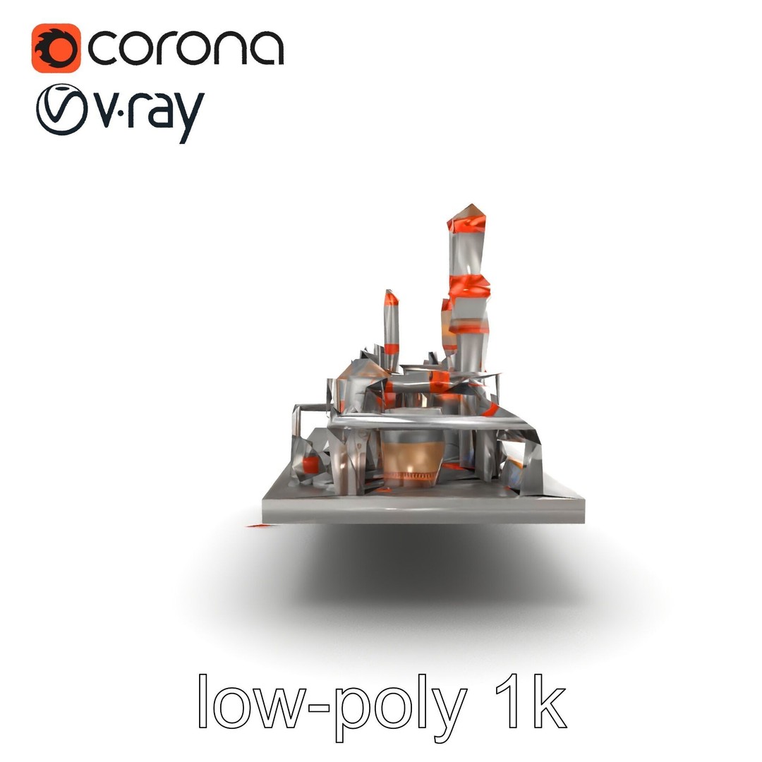 Industrial Oil Refinery 3D Model – Low Poly Modular Kitbash, FBX - View 23
