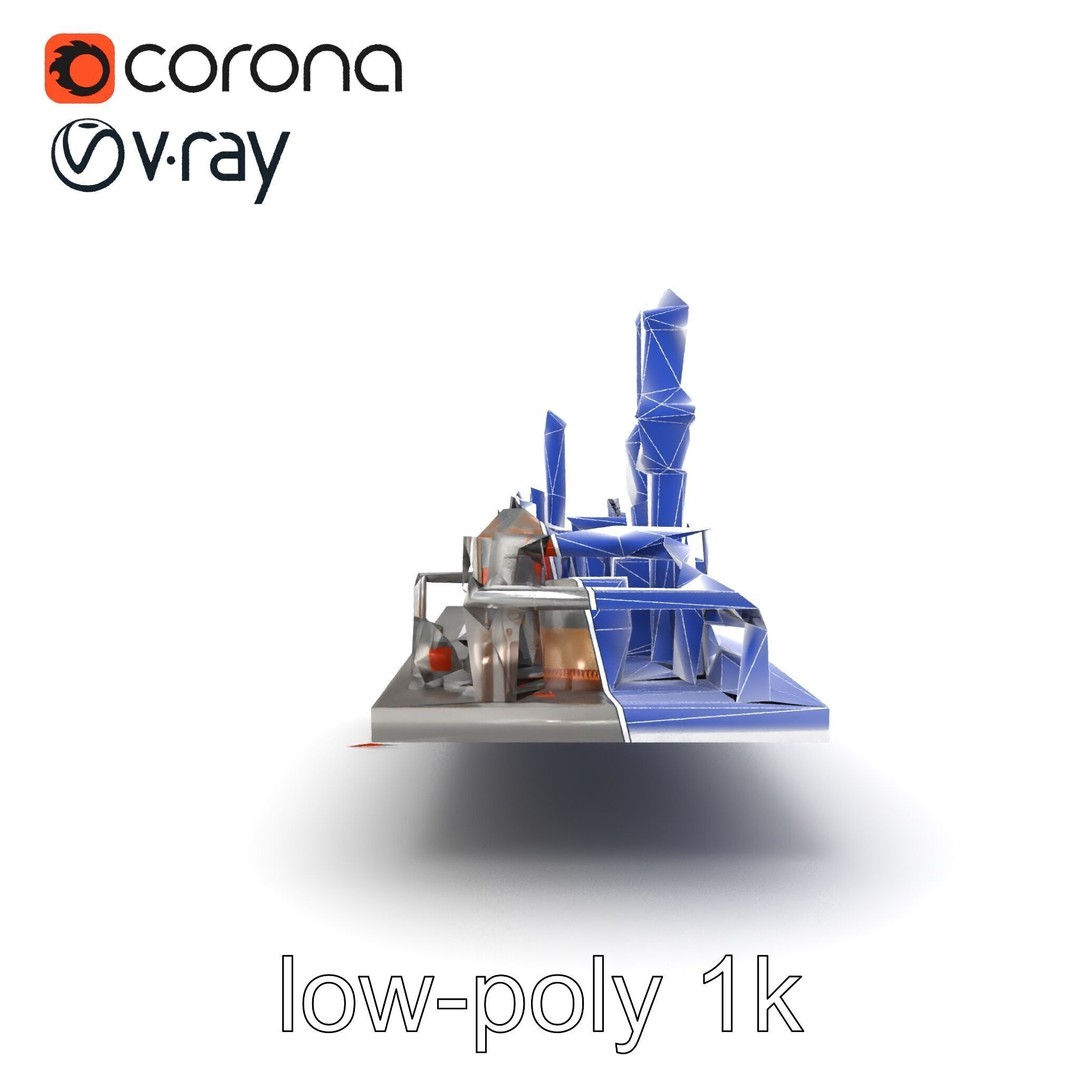 Industrial Oil Refinery 3D Model – Low Poly Modular Kitbash, FBX - View 27