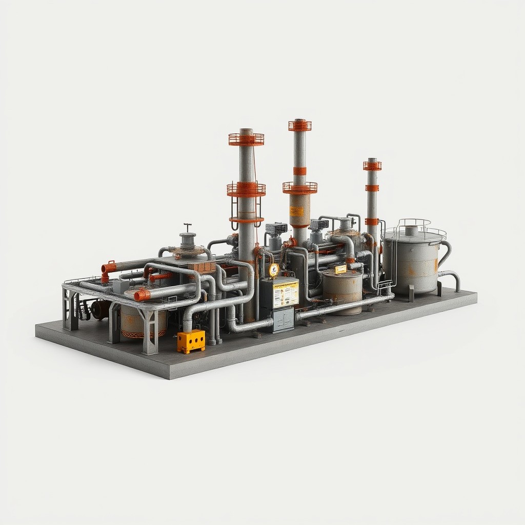 Industrial Oil Refinery 3D Model – Low Poly Modular Kitbash, FBX - View 5