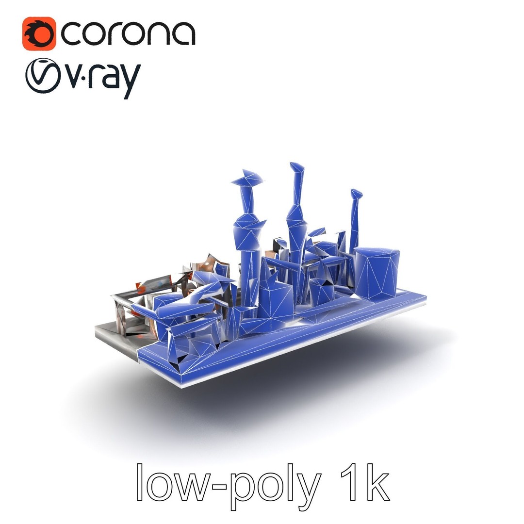 Industrial Oil Refinery 3D Model – Low Poly Modular Kitbash, FBX - View 8