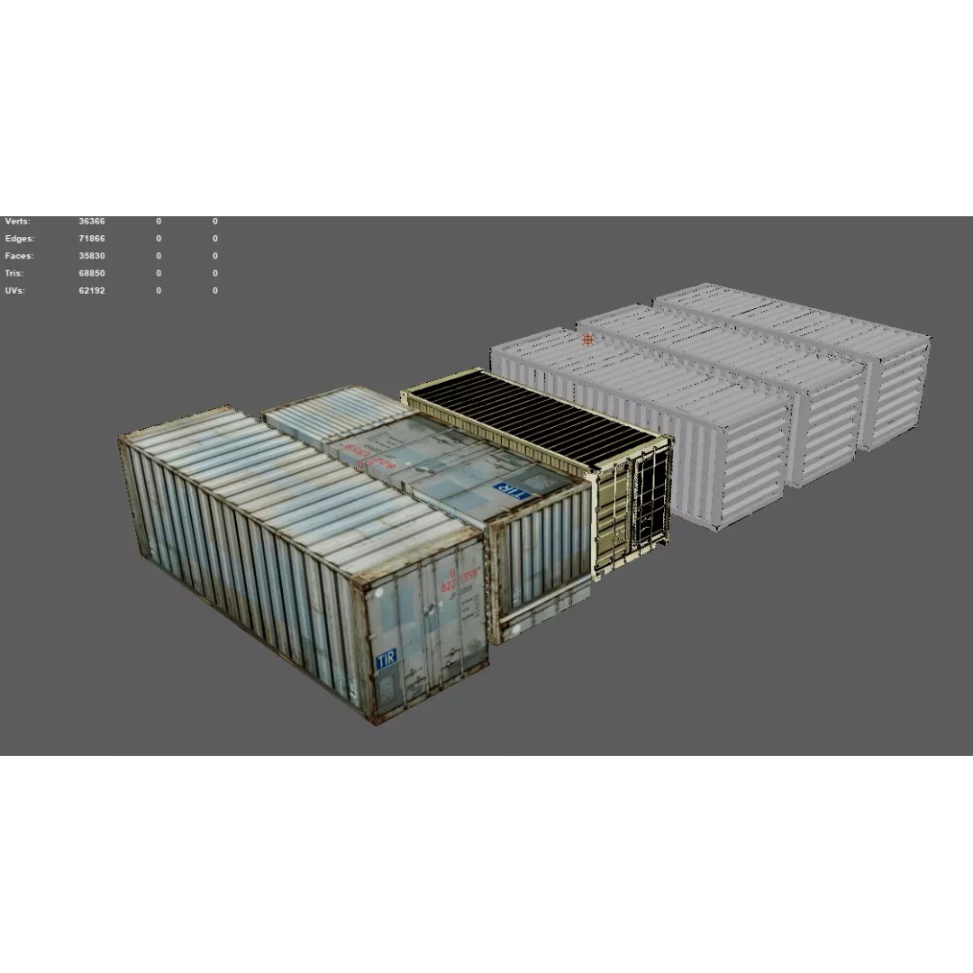 Container 3D Model – Low Poly Industrial Asset, Game Ready, FBX - View 15