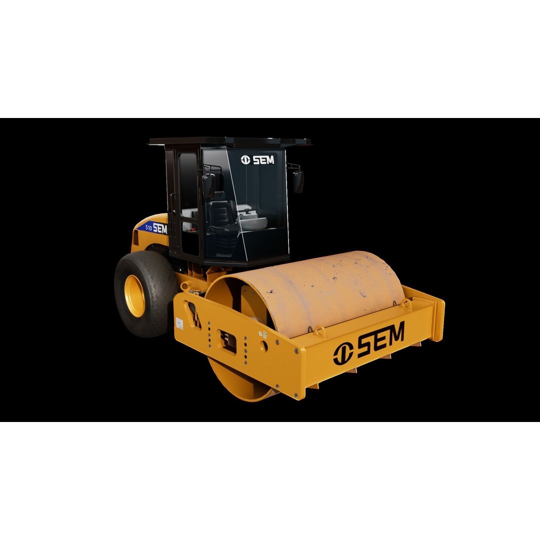 SEM 510 Soil Compactor 3D Model – Low Poly PBR Asset, FBX - View 3