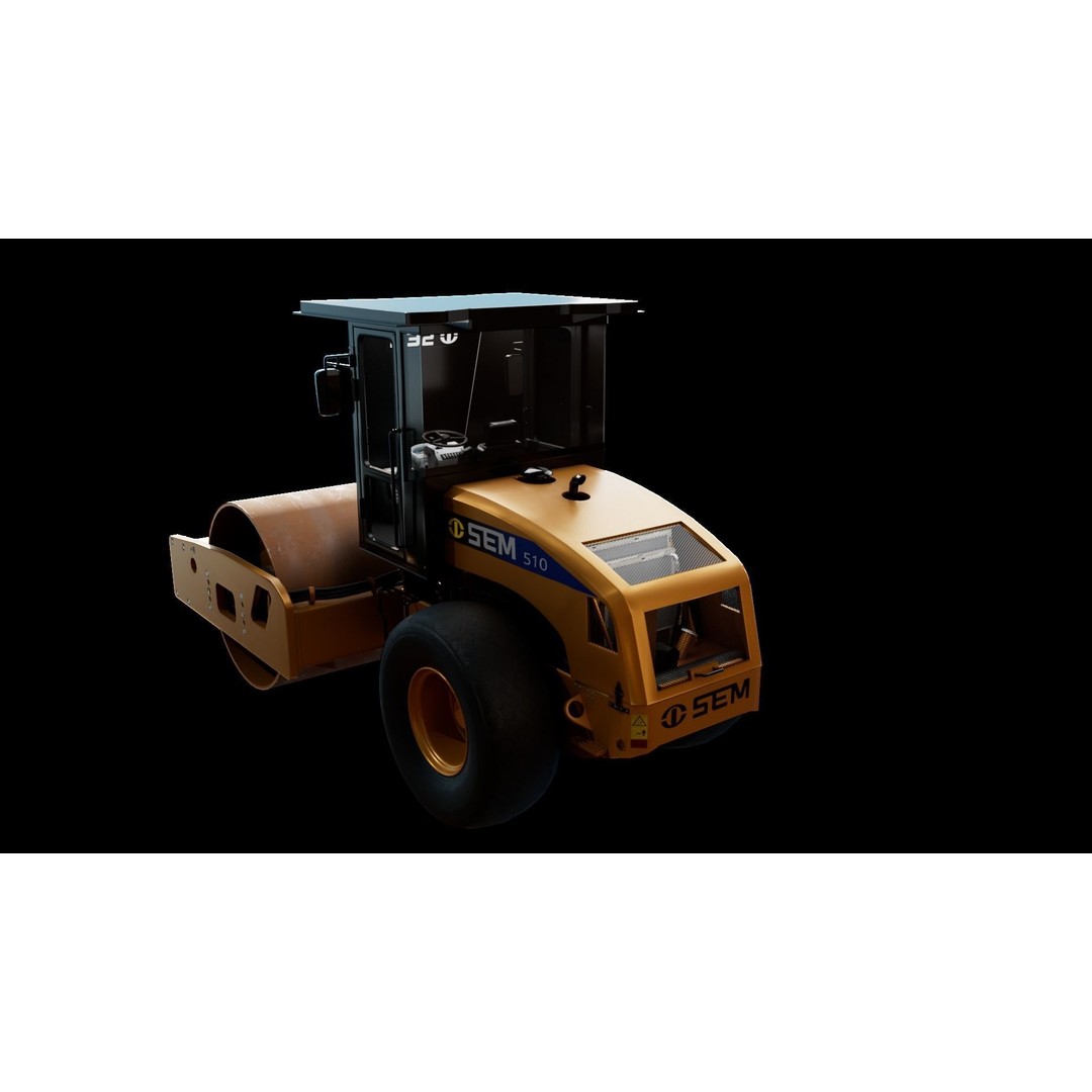 SEM 510 Soil Compactor 3D Model – Low Poly PBR Asset, FBX - View 4