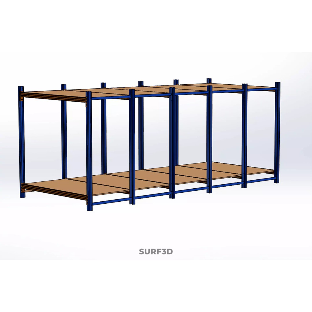 Horizontal Wood Metal Warehouse Shelving 3D Model – Game Ready, FBX, PBR