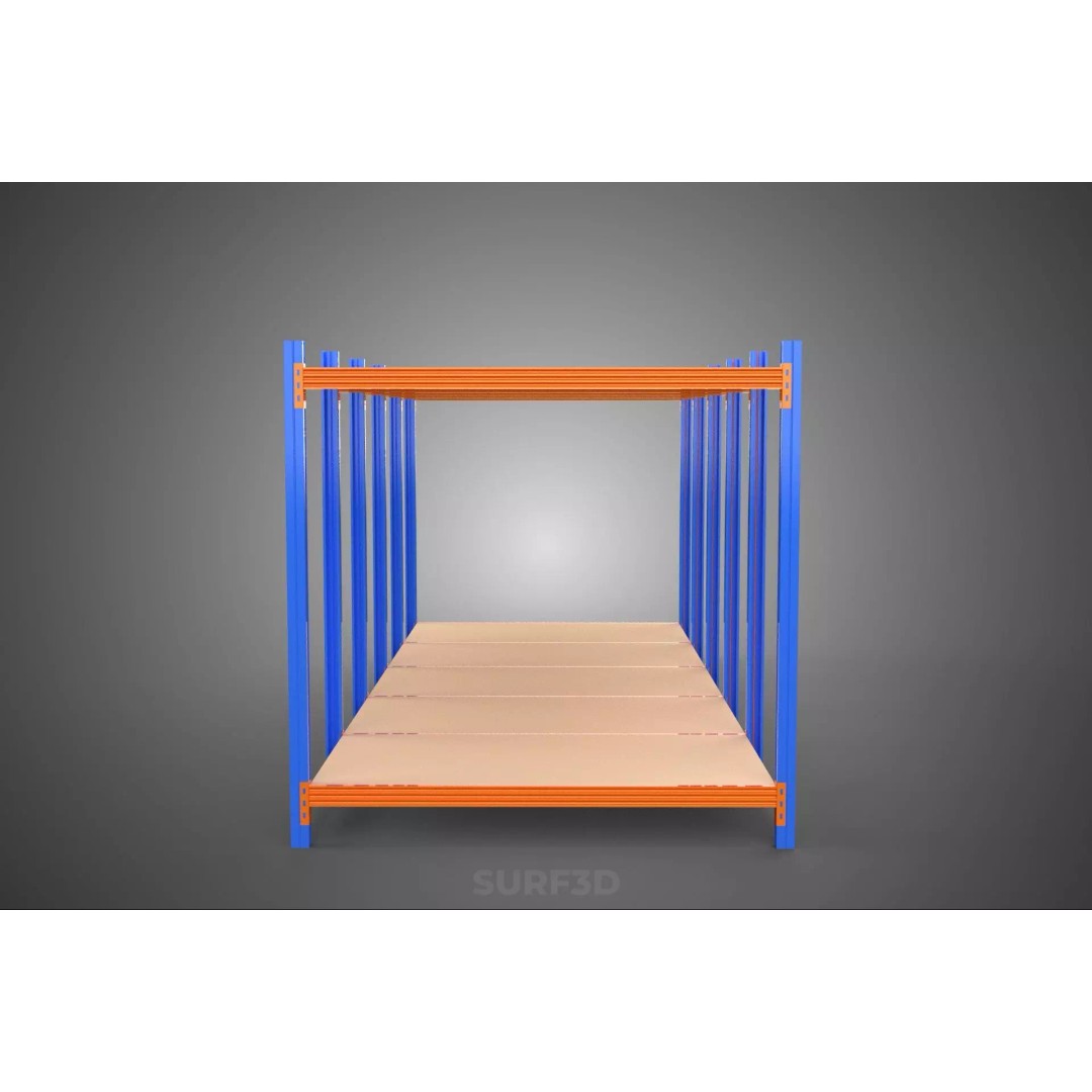 Horizontal Wood Metal Warehouse Shelving 3D Model – Game Ready, FBX, PBR - View 10