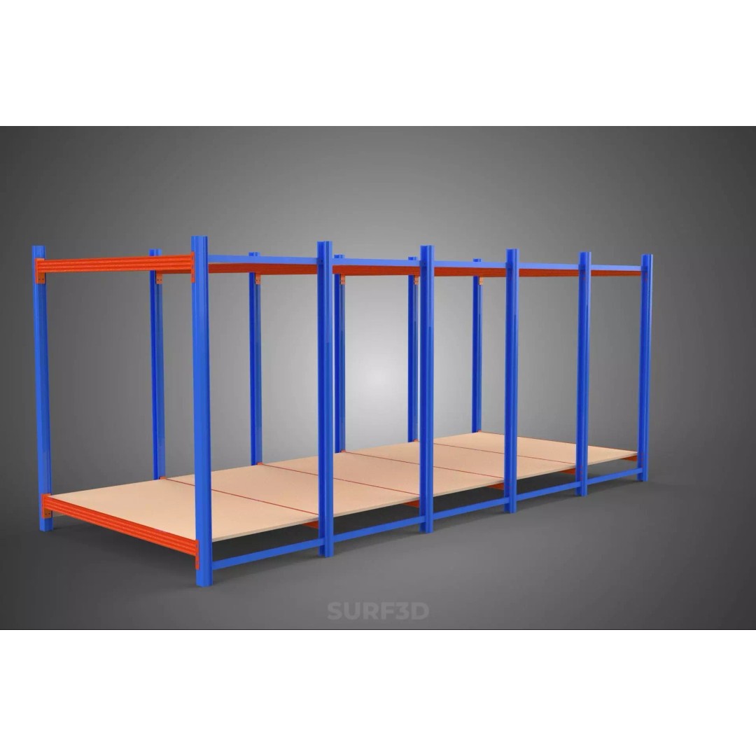 Horizontal Wood Metal Warehouse Shelving 3D Model – Game Ready, FBX, PBR - View 11